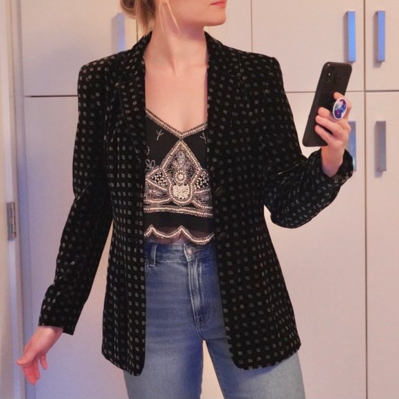 Garry Weber Velvet black and Gold Blazer - Picture 2 of 7